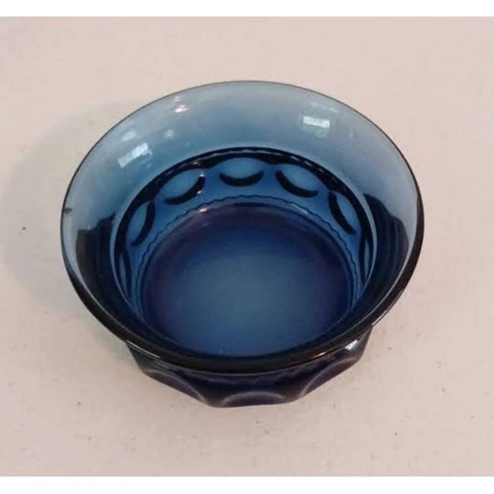 Tiera‎ Kings Crown Thumbprint Imperial Blue glass dessert bowls, set of 2